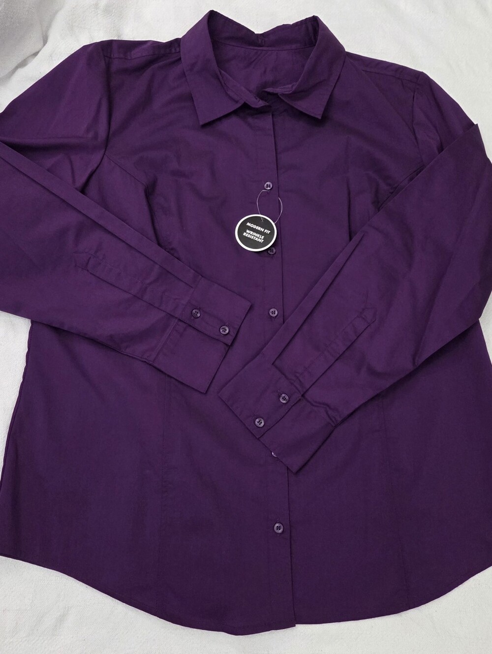 George Long Sleeve Button Down Shirt Dark Purple XL (16-18)